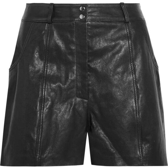 Maje Isaac Leather Short High Waist Black - 38